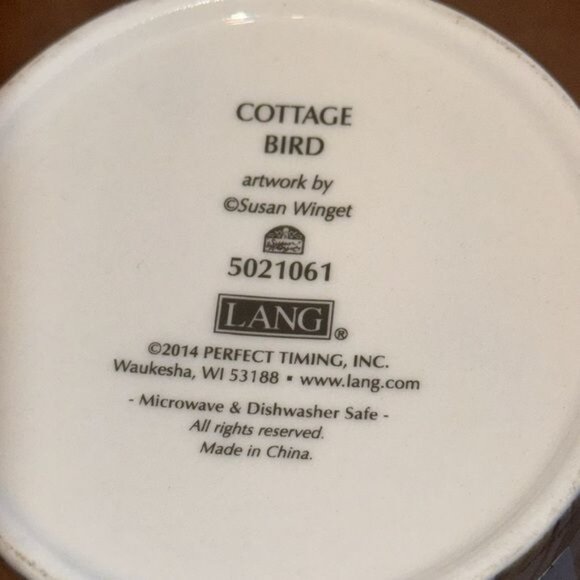 Floral & Butterfly Ceramic Mug By Lang With Artwork By Susan Winget Cottage Bird - Picture 3 of 6